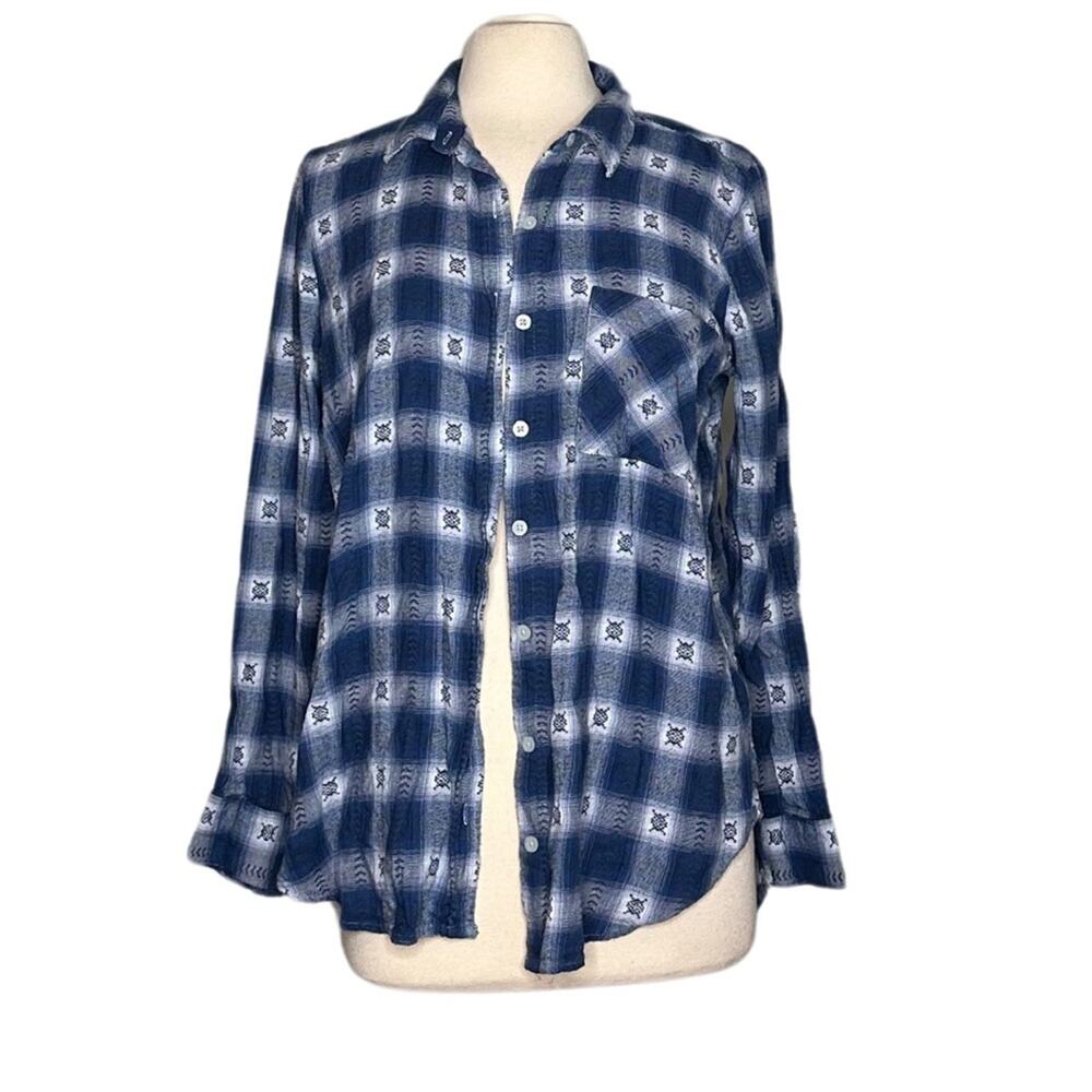 Mudd Blue Checkered Flannel Button Up Lightweight Casual Shirt 1BB11